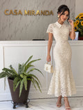 VESTIDO BEIGE DE ENCAJE