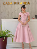 VESTIDO LISO FLOR AL HOMBO