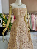 VESTIDO DORADO DE ENCAJE