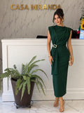 VESTIDO VERDE ESMERALDA LISO